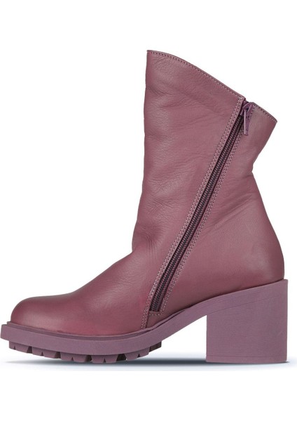 Mor Deri Kadın Topuklu Bot 01WZ7905 01WZ7905 modelleri