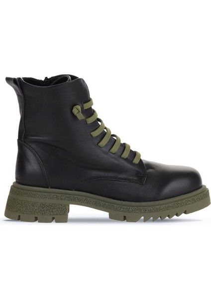 Siyah Haki Deri Kadın Topuklu Bot 01WZ1420 01WZ1420