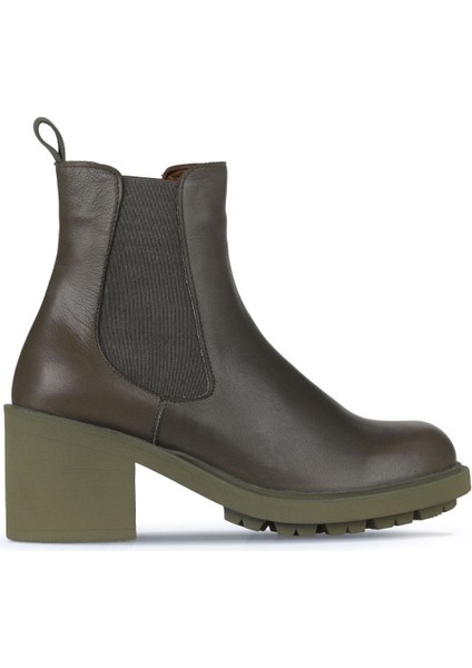 Haki Deri Kadın Topuklu Bot 01WZ7902 01WZ7902