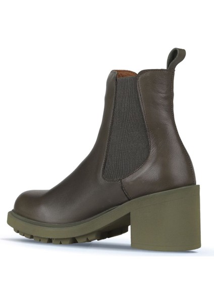 Haki Deri Kadın Topuklu Bot 01WZ7902 01WZ7902 fırsatları