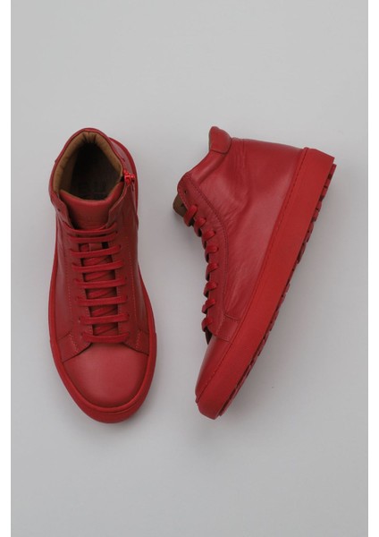 Kırmızı Deri Kadın Düz Bot 01WZ7700 01WZ7700