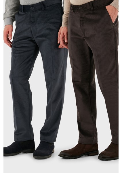 Normal Bel Regular Fit Düz Paça 2'li Paket Kadife Pantolon Erkek Kadife Pantolon 645MERLINS2