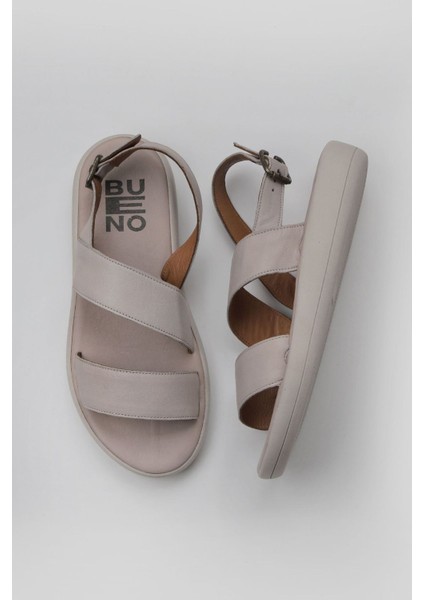 Gri Deri Kadın Düz Sandalet 01WY2300 01WY2300