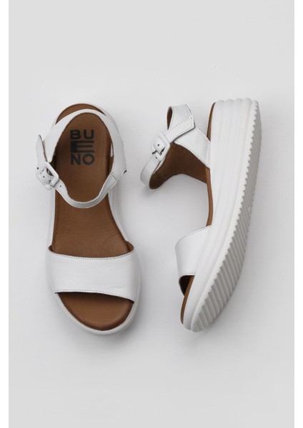 Beyaz Deri Kadın Dolgu Topuklu Sandalet 01WY5700 01WY5700