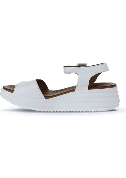 Beyaz Deri Kadın Dolgu Topuklu Sandalet 01WY5700 01WY5700 fırsatları
