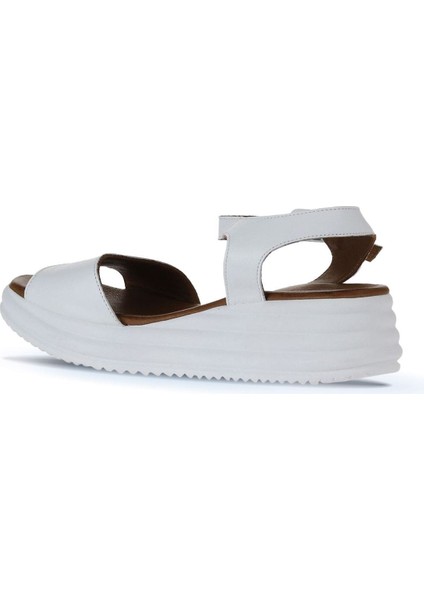 Beyaz Deri Kadın Dolgu Topuklu Sandalet 01WY5700 01WY5700 indirimleri