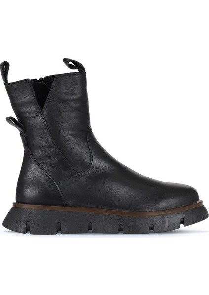 Siyah Deri Kadın Dolgu Topuklu Bot 01WZ1504 01WZ1504