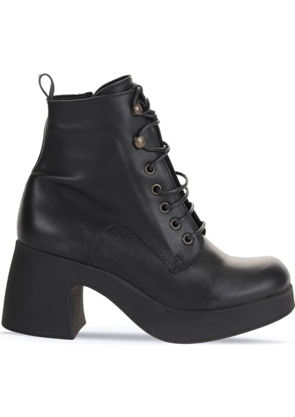 Siyah Deri Kadın Topuklu Bot 01WZ7001 01WZ7001