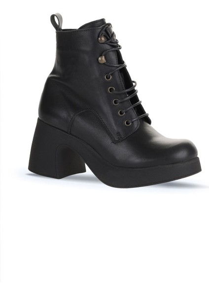 Siyah Deri Kadın Topuklu Bot 01WZ7001 01WZ7001 fiyatları