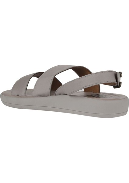 Gri Deri Kadın Düz Sandalet 01WY2300 01WY2300 indirimleri