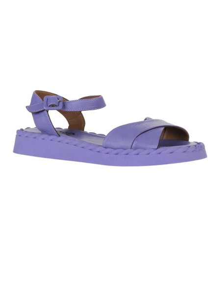 Lila Deri Kadın Düz Sandalet 01WY9102 01WY9102 modelleri