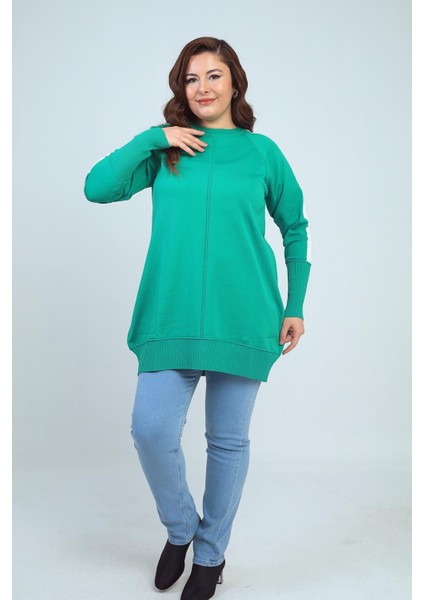 Kadın Kolları Şeritli Büyük Beden Tunik Bluz fiyatları