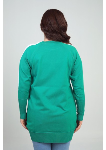 Kadın Kolları Şeritli Büyük Beden Tunik Bluz fırsatları