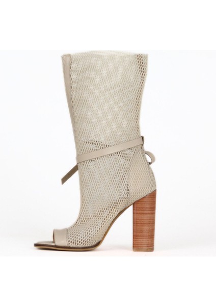 Bej File-Deri Kadın Topuklu Bot 30WB154 30WB154 modelleri
