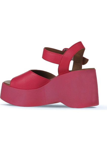 Fuşya Deri Kadın Dolgu Topuklu Sandalet 01WY9009 01WY9009 indirimleri