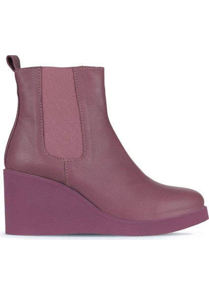 Mor Deri Kadın Dolgu Topuklu Bot 01WZ8302 01WZ8302