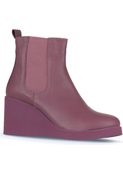 Mor Deri Kadın Dolgu Topuklu Bot 01WZ8302 01WZ8302 fiyatları