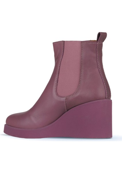 Mor Deri Kadın Dolgu Topuklu Bot 01WZ8302 01WZ8302 fırsatları