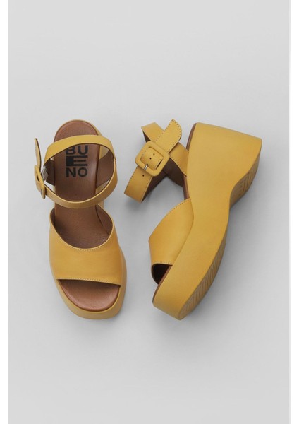 Sarı Deri Kadın Dolgu Topuklu Sandalet 01WY9009 01WY9009