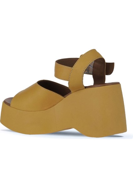 Sarı Deri Kadın Dolgu Topuklu Sandalet 01WY9009 01WY9009 indirimleri
