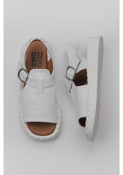 Beyaz Deri Kadın Düz Sandalet 01WY9103 01WY9103