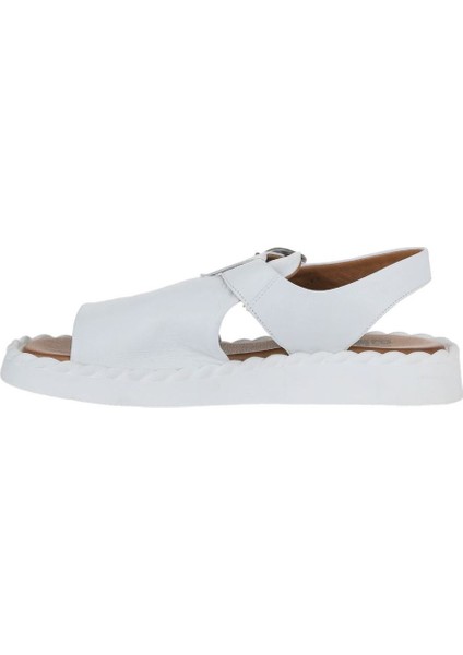Beyaz Deri Kadın Düz Sandalet 01WY9103 01WY9103 fırsatları