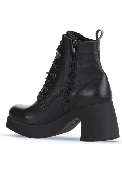 Siyah Deri Kadın Topuklu Bot 01WZ7001 01WZ7001 fırsatları