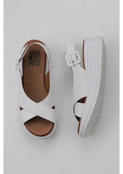Beyaz Deri Kadın Dolgu Topuklu Sandalet 01WY5701 01WY5701