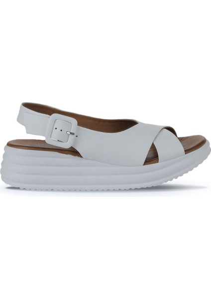 Beyaz Deri Kadın Dolgu Topuklu Sandalet 01WY5701 01WY5701 fiyatları