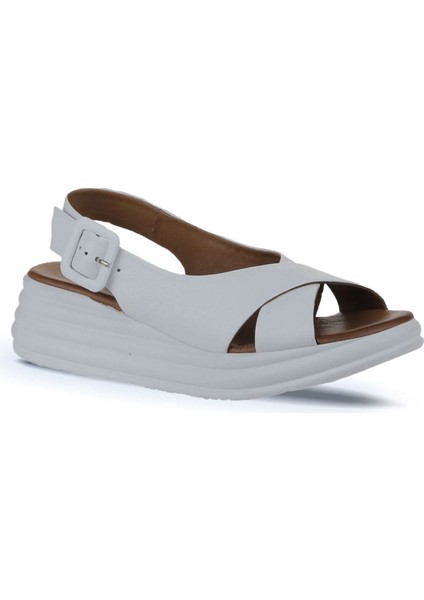 Beyaz Deri Kadın Dolgu Topuklu Sandalet 01WY5701 01WY5701 modelleri