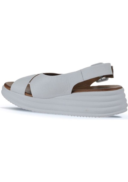 Beyaz Deri Kadın Dolgu Topuklu Sandalet 01WY5701 01WY5701 indirimleri