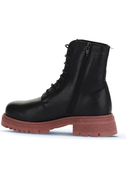 Siyah Pembe Deri Kadın Topuklu Bot 01WZ1405 01WZ1405 fırsatları