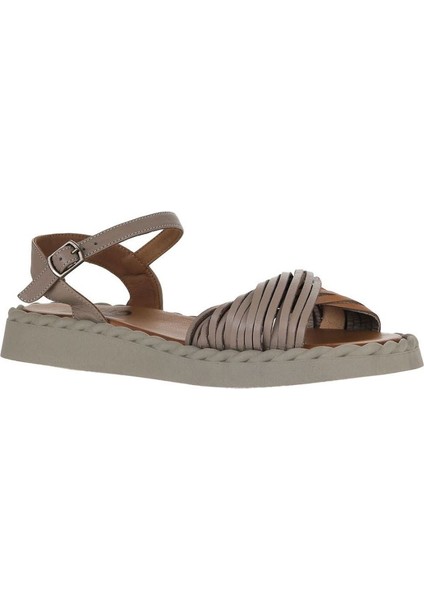 Gri Deri Kadın Düz Sandalet 01WY9110 01WY9110 modelleri