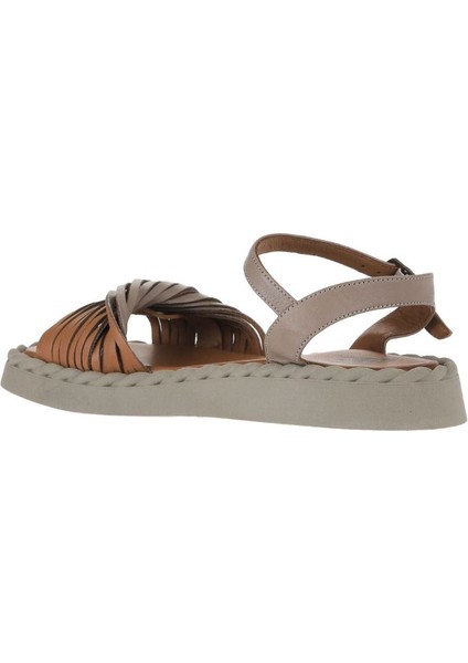 Gri Deri Kadın Düz Sandalet 01WY9110 01WY9110 indirimleri