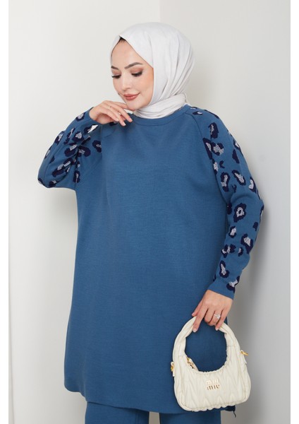 Leopar Simli Kol Desenli Pantolonlu Tunik Takım indirimleri