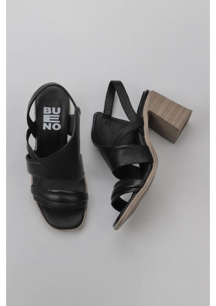 Siyah Deri Kadın Topuklu Sandalet 01WY3705 01WY3705