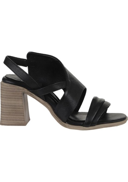 Siyah Deri Kadın Topuklu Sandalet 01WY3705 01WY3705 fiyatları