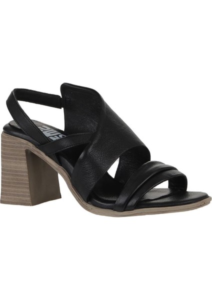 Siyah Deri Kadın Topuklu Sandalet 01WY3705 01WY3705 modelleri