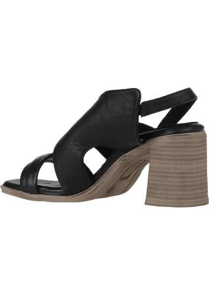 Siyah Deri Kadın Topuklu Sandalet 01WY3705 01WY3705 indirimleri