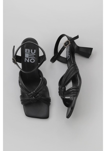 Siyah Deri Kadın Topuklu Sandalet 01WY6805 01WY6805