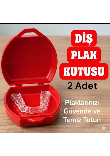Gece Plakları Için Saklama Kabı 2 Adet Şeffaf Diş Plağı Kutusu