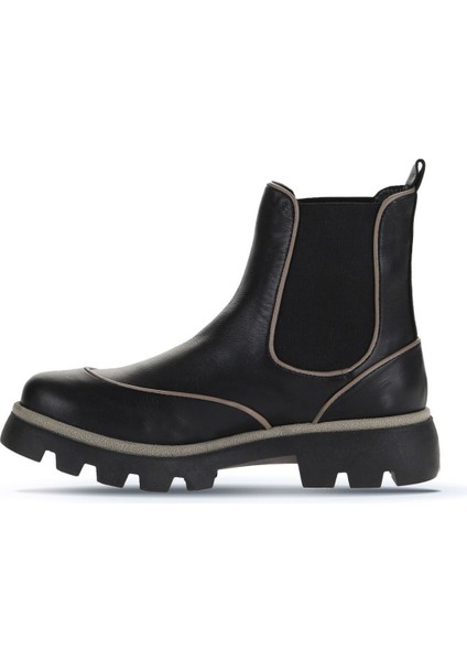 Siyah Gri Deri Kadın Düz Bot 01WZ6505 01WZ6505 modelleri