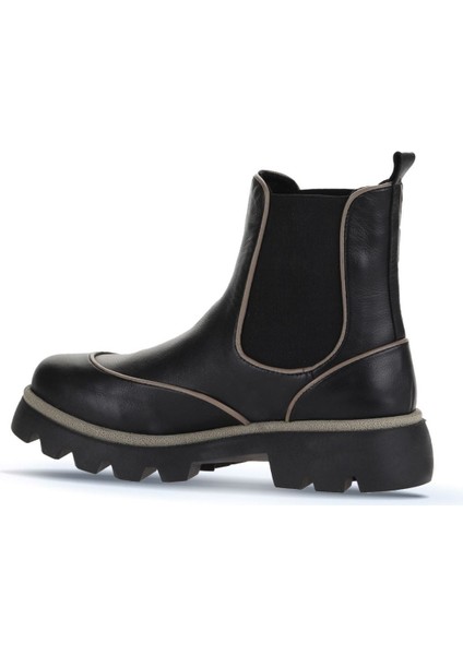 Siyah Gri Deri Kadın Düz Bot 01WZ6505 01WZ6505 fırsatları