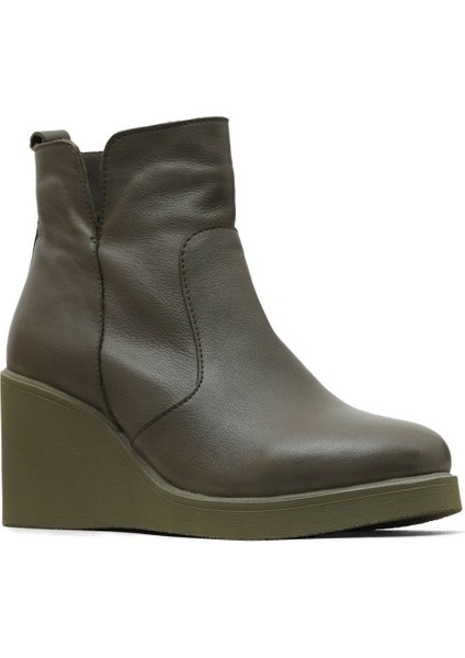 Haki Deri Kadın Dolgu Topuklu Bot 01WZ8301 01WZ8301 fiyatları