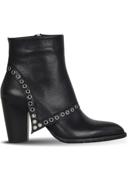 Siyah Crispy Deri Kadın Topuklu Bot 33WB14005 33WB14005
