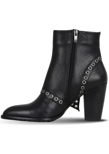 Siyah Crispy Deri Kadın Topuklu Bot 33WB14005 33WB14005 modelleri