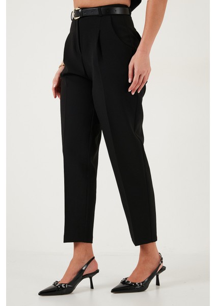 Regular Fit Yüksek Bel Düz Paça Kemerli Pantolon Bayan Pantolon 68350938