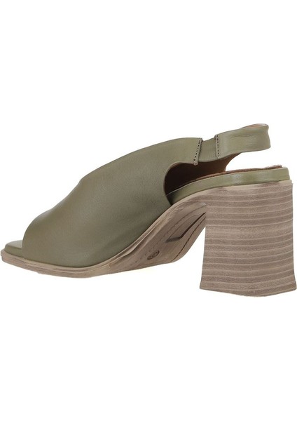 Yeşil Deri Kadın Topuklu Sandalet 01WY3706 01WY3706 indirimleri