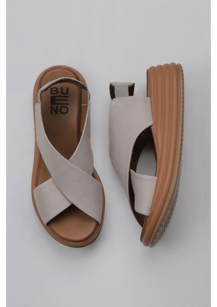 Gri Deri Kadın Dolgu Topuklu Sandalet 01WY5703 01WY5703