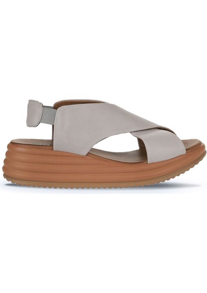 Gri Deri Kadın Dolgu Topuklu Sandalet 01WY5703 01WY5703 fiyatları